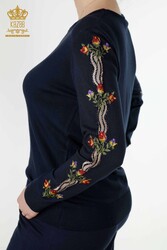 14GG المنتجة فيسكوزالنخبة بدلة رياضية تريكو الأزهار التطريز مصنع ملابس نسائية - 16528 | نسيج حقيقي - Thumbnail