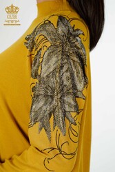 مصنوعة من خيوط أنجورا - تريكو - ياقة واقفة - مُصنِّع ملابس نسائية - 16597 | نسيج حقيقي - Thumbnail