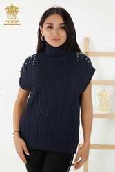 14GG Corespun Produced Knitwear Pull à col roulé Fabricant de vêtements pour femmes - 30242 | Vrai textile - Thumbnail