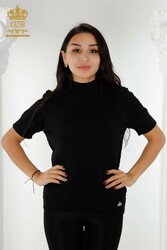 14GG Corespun Produced Knitwear Stand Up Collar Ropa de mujer Fabricante - 30119 | Textiles reales - Thumbnail