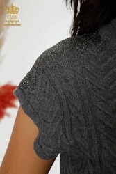 14GG Prodotto Maglione di maglieria in viscosa Elite con ricamo in pietra Produttore di abbigliamento femminile - 30097 | Tessuto reale - Thumbnail