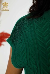 14GG Prodotto Maglione di maglieria in viscosa Elite con ricamo in pietra Produttore di abbigliamento femminile - 30097 | Tessuto reale - Thumbnail