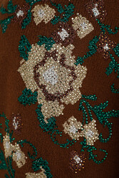 Produttore di abbigliamento da donna ricamato floreale in maglieria d'élite in viscosa prodotta 14GG - 30644 | Vero tessuto - Thumbnail