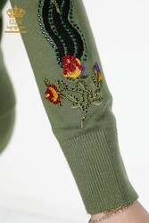 14GG Tuta da tuta in maglia di viscosa Elite prodotta Ricamo floreale Produttore di abbigliamento femminile - 16528 | Tessuto reale - Thumbnail