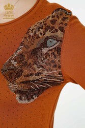 14GG Tuta da tuta in maglia di viscosa Elite prodotta con motivo a tigre Produttore di abbigliamento femminile - 16525 | Tessuto reale - Thumbnail