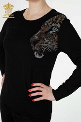 14GG Tuta da tuta in maglia di viscosa Elite prodotta con motivo a tigre Produttore di abbigliamento femminile - 16525 | Tessuto reale - Thumbnail