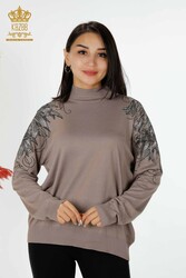 Realizzato in filato d'angora Maglieria - Colletto alla - Produttore di abbigliamento femminile - 16597 | Tessuto reale - Thumbnail