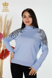 Realizzato in filato d'angora Maglieria - Colletto alla - Produttore di abbigliamento femminile - 16597 | Tessuto reale - Thumbnail