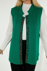 14GG Viscosa Elite prodotta - Cardigan in maglieria ricamato con pietra leopardata - Produttore di abbigliamento da donna - 30311 | Vero tessuto - Thumbnail