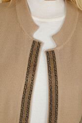 14GG Viscosa Elite prodotta - Cardigan in maglieria ricamato in pietra - Produttore di abbigliamento da donna - 30606 | Vero tessuto - Thumbnail