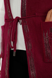 Cardigan in maglia d'élite in viscosa prodotta 14GG - Con dettaglio tasca - Produttore di abbigliamento da donna - 30495 | Vero tessuto - Thumbnail