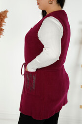 Cardigan in maglia d'élite in viscosa prodotta 14GG - Con dettaglio tasca - Produttore di abbigliamento da donna - 30495 | Vero tessuto - Thumbnail