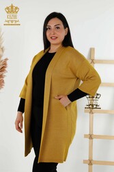 14GG Prodotto in viscosa Elite Maglieria Cardigan Tasca dettagliata Produttore di abbigliamento femminile - 30047 | Tessuto reale - Thumbnail