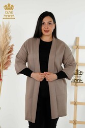 14GG Prodotto in viscosa Elite Maglieria Cardigan Tasca dettagliata Produttore di abbigliamento femminile - 30047 | Tessuto reale - Thumbnail