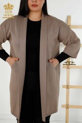 14GG Prodotto in viscosa Elite Maglieria Cardigan Tasca dettagliata Produttore di abbigliamento femminile - 30047 | Tessuto reale - Thumbnail