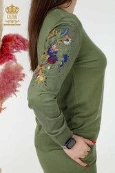 Set di tute in maglia di viscosa Elite prodotte da 14GG Stone ricamato Produttore di abbigliamento femminile - 16560 | Tessuto reale - Thumbnail
