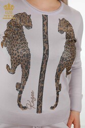 14GG Produced Tracksuit Suit - Leopard Pattern - Stone Embroidered - Women's Clothing - 16521 | Real Textile - Thumbnail