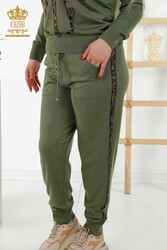 14GG Produced Tracksuit Suit - Leopard Pattern - Stone Embroidered - Women's Clothing - 16521 | Real Textile - Thumbnail