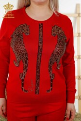 14GG Produced Tracksuit Suit - Leopard Pattern - Stone Embroidered - Women's Clothing - 16521 | Real Textile - Thumbnail