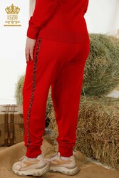 14GG Produced Tracksuit Suit - Leopard Pattern - Stone Embroidered - Women's Clothing - 16521 | Real Textile - Thumbnail
