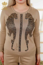 14GG Produced Trainingsanzug Leopardenmuster Stein bestickt Damenbekleidung - 16521 | Echtes Textil - Thumbnail