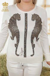 14GG Produced Trainingsanzug Leopardenmuster Stein bestickt Damenbekleidung - 16521 | Echtes Textil - Thumbnail