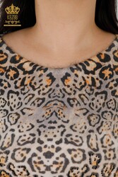 Knitwear Leopard Patterned Women's Clothing Manufactured from Angora Yarn - 18525 | Real Textile - Thumbnail
