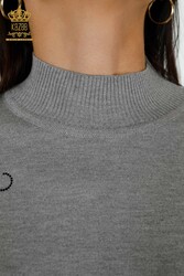 Made of Angora Yarn Knitwear - Stand Collar - Women's Clothing Manufacturer - 16597 | Real Textile - Thumbnail