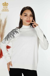 Made of Angora Yarn Knitwear - Stand Collar - Women's Clothing Manufacturer - 16597 | Real Textile - Thumbnail