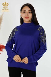 Made of Angora Yarn Knitwear - Stand Collar - Women's Clothing Manufacturer - 16597 | Real Textile - Thumbnail