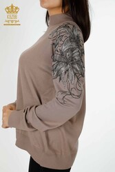 Made of Angora Yarn Knitwear - Stand Collar - Women's Clothing Manufacturer - 16597 | Real Textile - Thumbnail