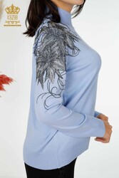 Made of Angora Yarn Knitwear - Stand Collar - Women's Clothing Manufacturer - 16597 | Real Textile - Thumbnail