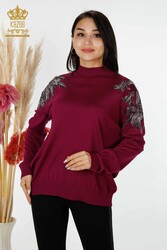 Made of Angora Yarn Knitwear - Stand Collar - Women's Clothing Manufacturer - 16597 | Real Textile - Thumbnail