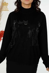 14GG Produced Viscose Elite Knitwear Cat Patterned Women's Clothing Manufacturer - 16969 | Real Textile - Thumbnail