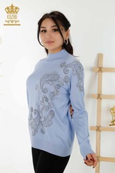 14GG Produced Viscose Elite Knitwear Crystal Stone Embroidered Women's Clothing Manufacturer - 30013 | Real Textile - Thumbnail