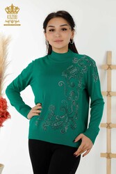 14GG Produced Viscose Elite Knitwear Crystal Stone Embroidered Women's Clothing Manufacturer - 30013 | Real Textile - Thumbnail