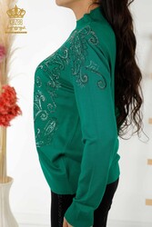 14GG Produced Viscose Elite Knitwear Crystal Stone Embroidered Women's Clothing Manufacturer - 30013 | Real Textile - Thumbnail