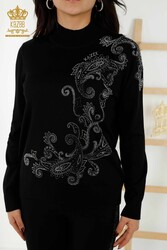 14GG Produced Viscose Elite Knitwear Crystal Stone Embroidered Women's Clothing Manufacturer - 30013 | Real Textile - Thumbnail