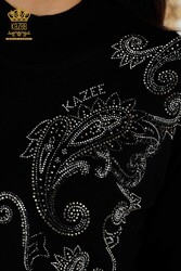 14GG Produced Viscose Elite Knitwear Crystal Stone Embroidered Women's Clothing Manufacturer - 30013 | Real Textile - Thumbnail