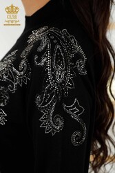 14GG Produced Viscose Elite Knitwear Crystal Stone Embroidered Women's Clothing Manufacturer - 30013 | Real Textile - Thumbnail