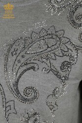 14GG Produced Viscose Elite Knitwear Crystal Stone Embroidered Women's Clothing Manufacturer - 30013 | Real Textile - Thumbnail