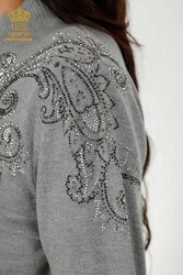 14GG Produced Viscose Elite Knitwear Crystal Stone Embroidered Women's Clothing Manufacturer - 30013 | Real Textile - Thumbnail