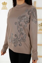 14GG Produced Viscose Elite Knitwear Crystal Stone Embroidered Women's Clothing Manufacturer - 30013 | Real Textile - Thumbnail