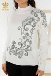 14GG Produced Viscose Elite Knitwear Crystal Stone Embroidered Women's Clothing Manufacturer - 30013 | Real Textile - Thumbnail