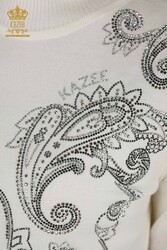 14GG Produced Viscose Elite Knitwear Crystal Stone Embroidered Women's Clothing Manufacturer - 30013 | Real Textile - Thumbnail