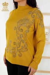 14GG Produced Viscose Elite Knitwear Crystal Stone Embroidered Women's Clothing Manufacturer - 30013 | Real Textile - Thumbnail