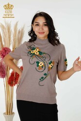 14GG Produced Viscose Elite Knitwear Floral Embroidery Women's Clothing Manufacturer - 16811 | Real Textile - Thumbnail