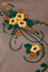 14GG Produced Viscose Elite Knitwear Floral Embroidery Women's Clothing Manufacturer - 16811 | Real Textile - Thumbnail