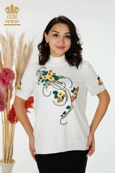 14GG Produced Viscose Elite Knitwear Floral Embroidery Women's Clothing Manufacturer - 16811 | Real Textile - Thumbnail