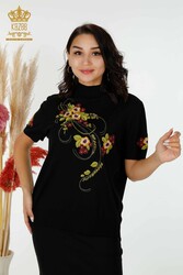 14GG Produced Viscose Elite Knitwear Floral Embroidery Women's Clothing Manufacturer - 16811 | Real Textile - Thumbnail